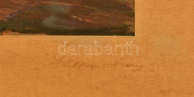 Jaksa István (1894-1982): Pompei. Olaj, karton, jelzett. Sérült fa keretben, 14x25 cm