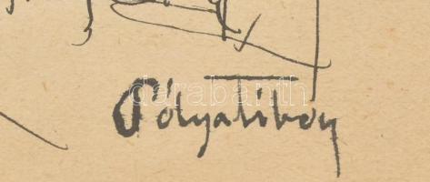 Pólya Tibor jelzéssel: Tündér királyfi. Vegyes technika, papír. Üvegezett fa keretben,30×42,5 cm