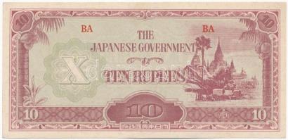 Mianmar / Japán megszállás DN (1942-1944) 10R BA T:II Myanmar / Japanese Occupation ND (1942-1944) 10 Rupees BA C:XF Krause P#16