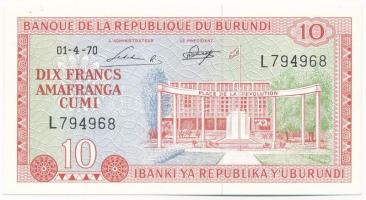 Burundi 1970. 10Fr L 794968 T:I- Burundi 1970. 10 Francs L 794968 C:AU Krause P#20b