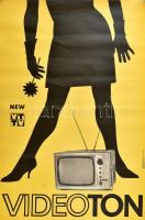 cca 1970 Videoton televízió reklám plakát, széle kissé gyűrött, 60x80 cm