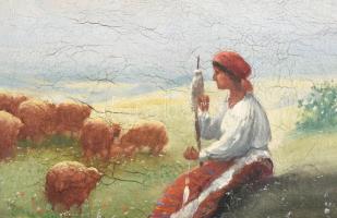 Olvashatatlan jelzéssel, feltehetően a XX. sz. első felében működött erdélyi magyar festő: Pásztorlá...