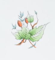 Herendi csipkebogyó / hecsedli mintás süteményes készlet. 6 + 1 db. Kézzel festett, jelzett, hibátla...