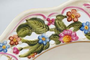 Herendi Rothschild dísztányér, kézzel festett, áttört, jelzett, hibátlan, d:21 cm