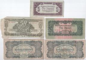 10db vegyes pengő és Vörös Hadsereg pengő bankjegy T:III közte kis papírhiányok, foltok