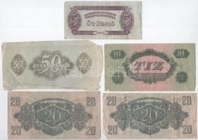10db vegyes pengő és Vörös Hadsereg pengő bankjegy T:III közte kis papírhiányok, foltok
