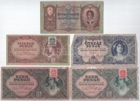 10db vegyes pengő és Vörös Hadsereg pengő bankjegy T:III közte kis papírhiányok, foltok