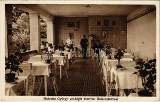 Balatonföldvár, Holovits György vendéglő étterem, fedett terasz. Áldor Dezső fényképész kiadása (EK)