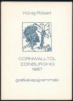 König Róbert: Cornwalltól Edinburghig 1987. Grafikai epigrammák. 20 db fametetszetet tartalmazó sorszámozott mappa (88 számú)