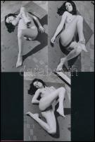 cca 1977 Jóga pózok a szőnyegen, szolidan erotikus felvételek, 3 db mai nagyítás, 15x10 cm