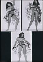 cca 1976 Pörgős szoknya libbenése, szolidan erotikus felvételek, 3 db mai nagyítás, 15x10 cm
