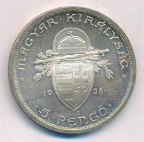 1938. 5P Ag "Szent István" T:1- kis patina Adamo P8.1