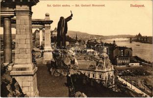 Budapest I. Szent Gellért szobor, Lánchíd, Tabán, Döbrentei tér, piac. Divald Károly 537-1907. (b)