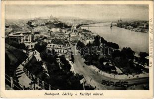 Budapest I. Látkép a Királyi várral, Tabán, Döbrentei tér, villamos, Lánchíd (Rb)