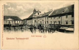 Temesvár, Timisoara; Jenő herceg tér. Mangold Sándor kiadása / square