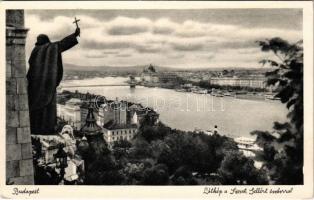 Budapest I. Látkép a Szent Gellért szoborral, Tabán, Lánchíd (EK)
