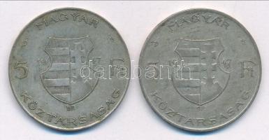 1947. 5Ft Ag "Kossuth" (2x) T:2-,3 patina Adamo F8.1