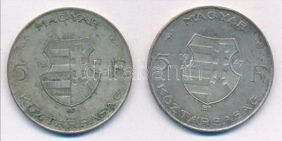1947. 5Ft Ag "Kossuth" (2x) T:2-,3 patina Adamo F8.1
