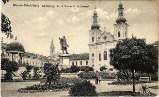 Marosvásárhely, Targu Mures; Széchenyi tér, Kossuth szobor. Révész Béla kiadása / square, statue