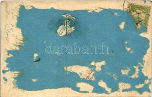 1906 Szliács, Sliac; felmenet a városba, út lovaskocsival / road, horse cart (ragasztónyom / gluemar...