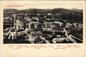 1912 Szliács, Sliac; Pannonia, Otthon, Hungaria, Fürdőház, Buda, Bellevue, Bristol, Újpest, Huszka vendéglő, Amália, Strauss, Dankovsky kávéház és étterem, Pest és Pestszárny szálloda, Izraelita vendéglő, Üdvözlégy, Üvegház kertész lak / hotels, Jewish restaurant, greenhouse, café, villa (Rb)