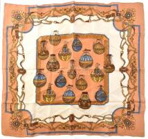 Hőlégballon mintás vintage kendő, kézzel szegett, 87x80 cm