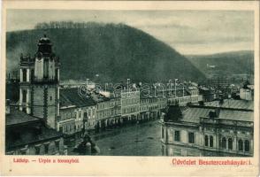 Besztercebánya, Banská Bystrica; Uprin a toronyból, üzletek. Havelka kiadása / Urpín mountain, general view, shops (ragasztónyom / gluemark)
