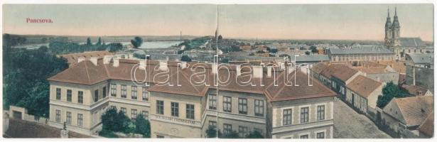 1908 Pancsova, Pancevo; Két részes kinyitható panorámalap / 2-tiled folding panoramacard (r)