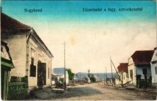 1940 Nagykend, Chendu Mare, Kend; utca, fogyasztási szövetkezet üzlete és saját kiadása / street, cooperative shop (fl)