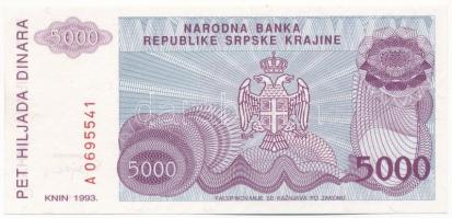 Horvátország / Krajnai Szerb Köztársaság 1993. 5000D A 0695541 T:I- Croatia / Republic of Serbian Krajina 1993. 5000 Dinara A 0695541 C:AU Krause P#R20a