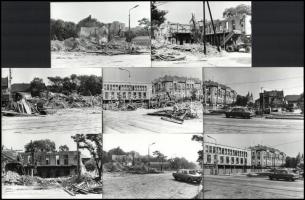 1986 Budapest, az újpesti metróépítés kezdete, terep előkészítés, épület bontások, 13 db vintage fot...