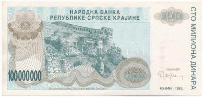 Horvátország / Krajnai Szerb Köztársaság 1993. 100.000.000D "A 0082062" T:I-
Croatia / Re...
