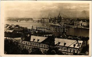 1929 Budapest I. Kilátás a Margitszigetre és az Országházra (EK)