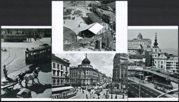 Budapesti villamosok, eltérő időben készült felvételek, 4 db mai nagyítás különféle hagyatékokból, 15x10 cm