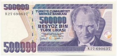 Törökország DN (2001) 500.000L K27 690637 T:II hajtatlan Turkey ND (2001) 500.000 Lira K27 690637 C:XF unfolded Krause P#212a.3