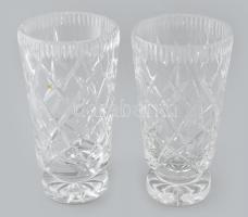 2 db kristályüveg váza, apró kopásokkal, m: 18,5 cm