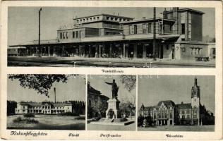 Kiskunfélegyháza, vasútállomás, fürdő, Petőfi szobor, városháza. Blaskovich Jenő és Társa kiadása