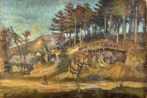 Joachim József (1897-1954): Budafoki részlet. Olaj, karton. Jelzés nélkül. Kétoldalas mű, a hátoldal...