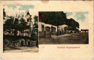 1912 Patak, Nógrádpatak; Fő utca, Római katolikus templom, pincék, üzlet (fa)
