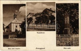 1944 Somogyszob, Római katolikus templom, Hősi emlék, vasútállomás (Rb)