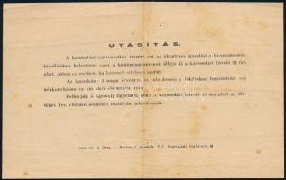 1944 Bp., ideiglenes igazolvány repülőtámadás következtében kárt szenvedett, élelmezésre szoruló sze...