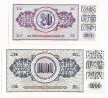 Jugoszlávia 1981. 20D + 1000D T:I
Yugoslavia 1981. 20 Dinara + 1000 Dinara C:UNC