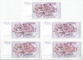 Jugoszlávia 1990. 50D (5x) 2+3 sorszámkövetők "AF 7696660 - AF 7696661" és "AA 723949...