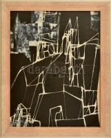 Rác András (1926-2013): Szentendrei tornyok. Hidegzománc, karton, jelzett a hátoldalán. Üvegezett fakeretben, múzeumi üveggel. 34x26,5 cm