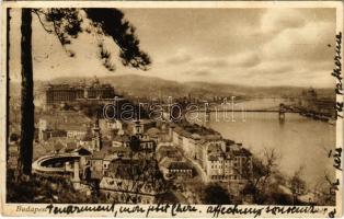 1935 Budapest I. Kilátás a Gellérthegyről, Királyi vár, Tabán, Döbrentei tér, Lánchíd (Rb)
