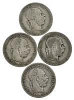 Ausztria 1893-1901. 1K Ag "Ferenc József" (4x) T:3 patina Austria 1893-1901. 1 Corona Ag &...
