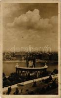 1932 Budapest I. Kilátás a Szent Gellért-hegyről, Erzsébet híd, villamos (EK)