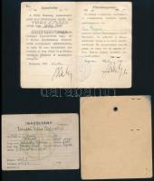 1941-1945 Vegyes igazolvány tétel, közte fényképesek, Vöröskereszt, Magyar Optikai Művek, Magyar Műv...