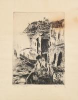 Aszódi Weil Erzsébet (1901-1976): Nápolyi tengerpart. Rézkarc, papír, jelzett, lap széle kissé foltos, 34×25 cm