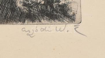 Aszódi Weil Erzsébet (1901-1976): Nápolyi tengerpart. Rézkarc, papír, jelzett, lap széle kissé folto...